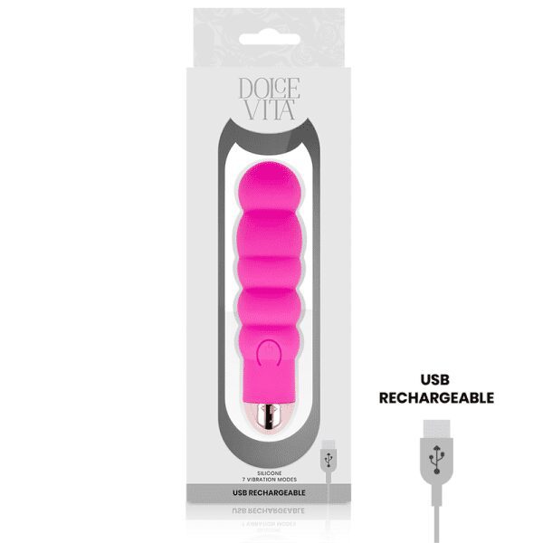 DOLCE VITA - RECHARGEABLE VIBRATOR SIX PINK 7 SPEEDS 3